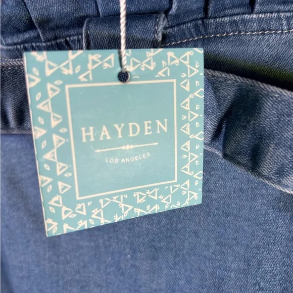 Hayden Los Angeles Denim Ruffle Skirt with Belt Sz S - Picture 8 of 11